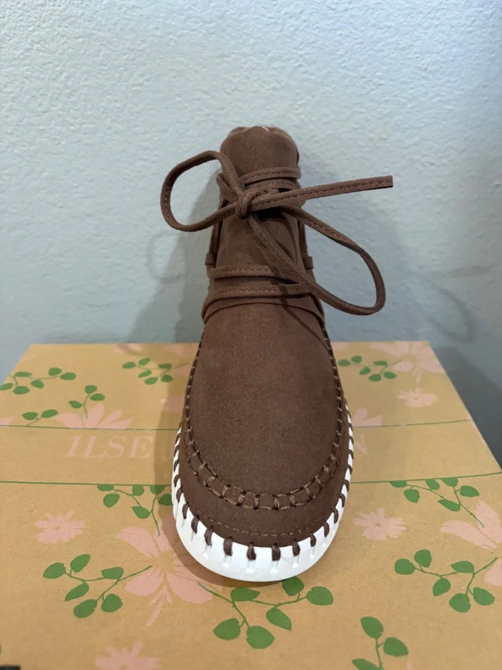 New ILSE JACOBSEN Ankle Boots Brown Booties Lined Lace Up Size 40, US 9.5-10